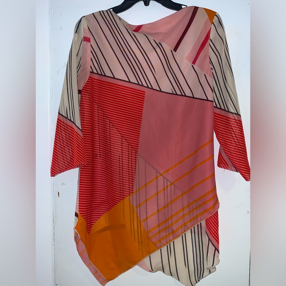 Silky layered asymmetrical tunic